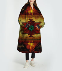 Powwow StoreGBNAT00068 United Tribes Brown 3D Sherpa Hoodie Blanket