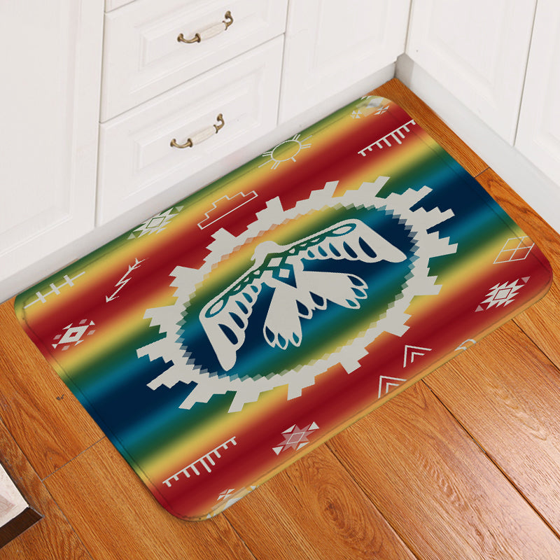 Powwow Store gb nat00077 thunderbird rainbow native american doormat