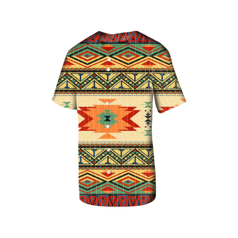 GB-NAT00351 Geometric Pattern Design Native Baseball Jersey