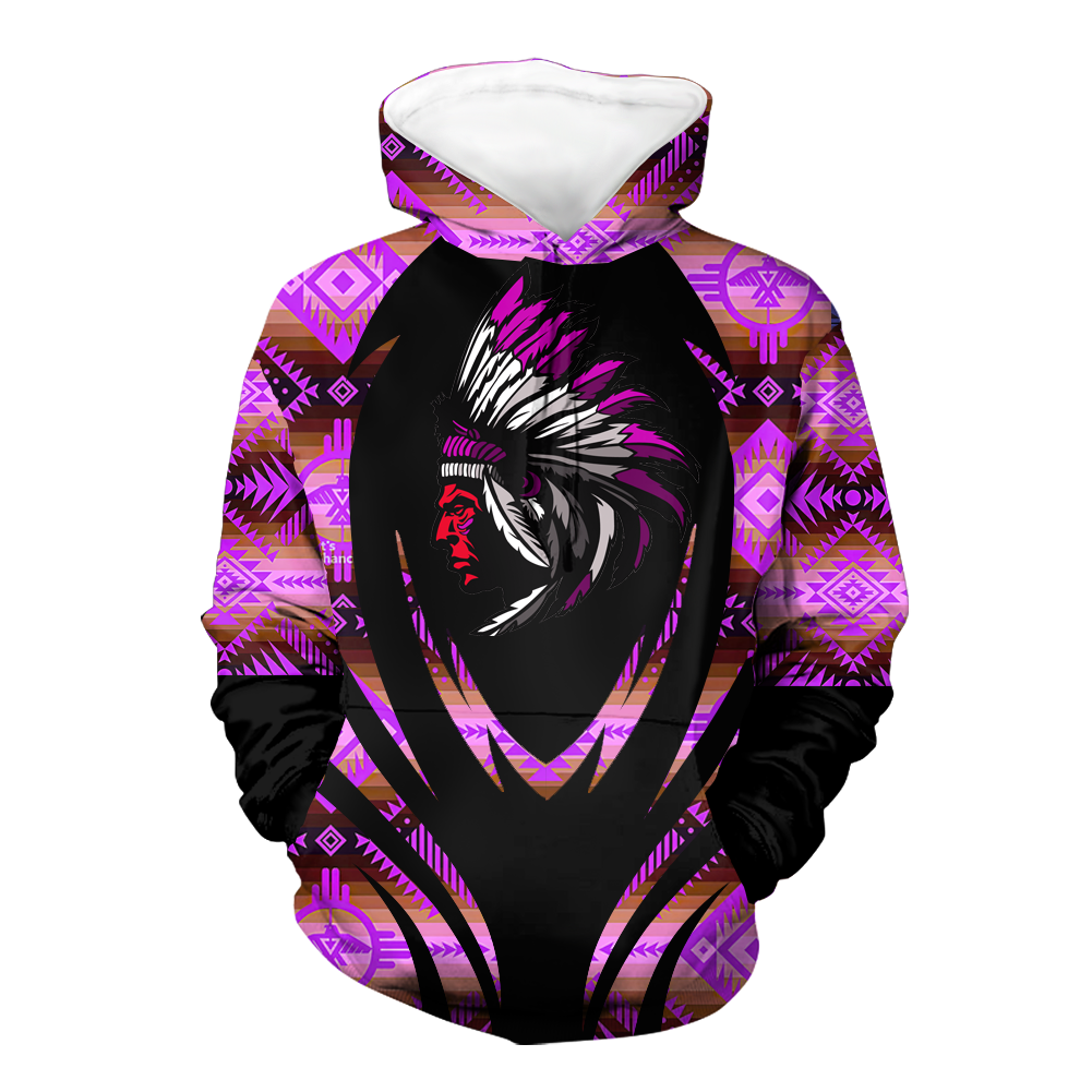 Powwow StoreHD000377 Pattern Native Pride 3D Hoodie