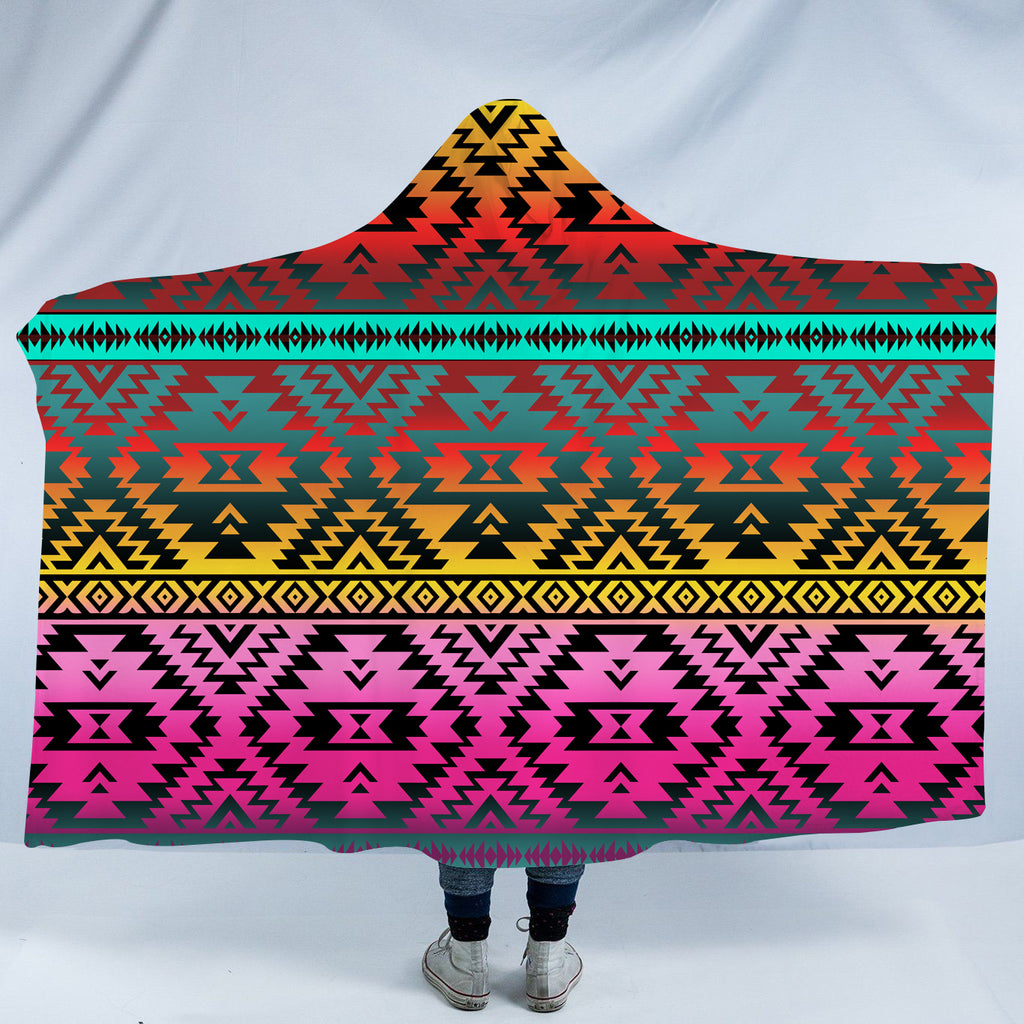 HDB007 Pattern Native American Design Hooded Blanket