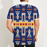 GB-NAT00062-04 Navy Tribe Design Native American Polo T-Shirt 3D