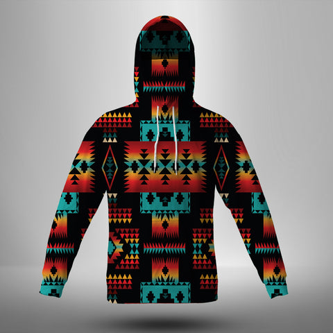 GB-NAT00046-02 Black Native Tribes Pattern Native American 3D Hoodie With Mask