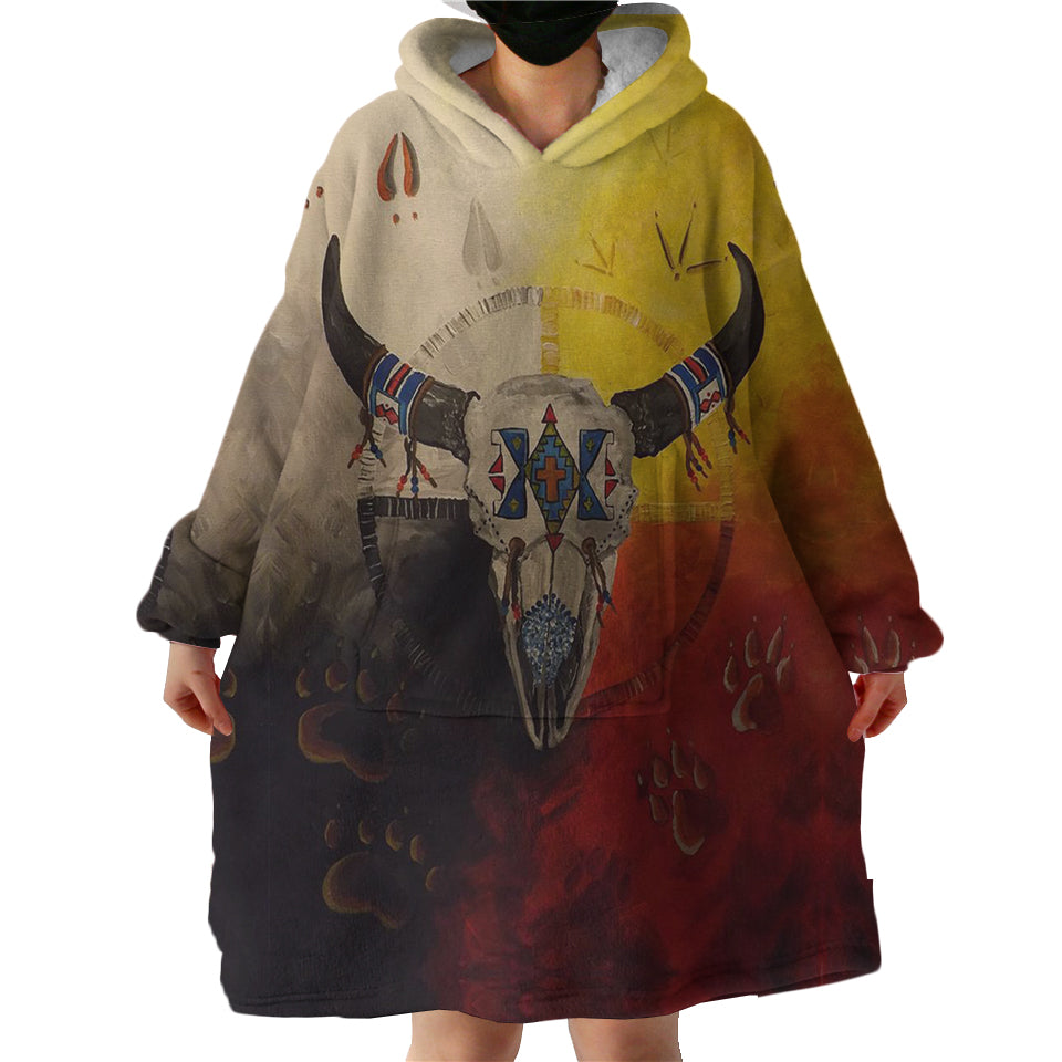 Powwow Store gb nat00025 bison medicine wheels sherpa hoodie blankets