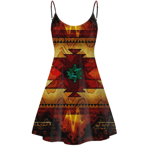 GB-NAT00068 United Tribes Brown Design Native American Strings Dress