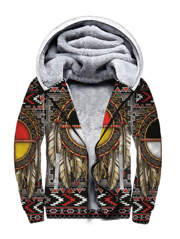 Powwow StoreSFH0012 Pattern Gray Native 3D Fleece Hoodie