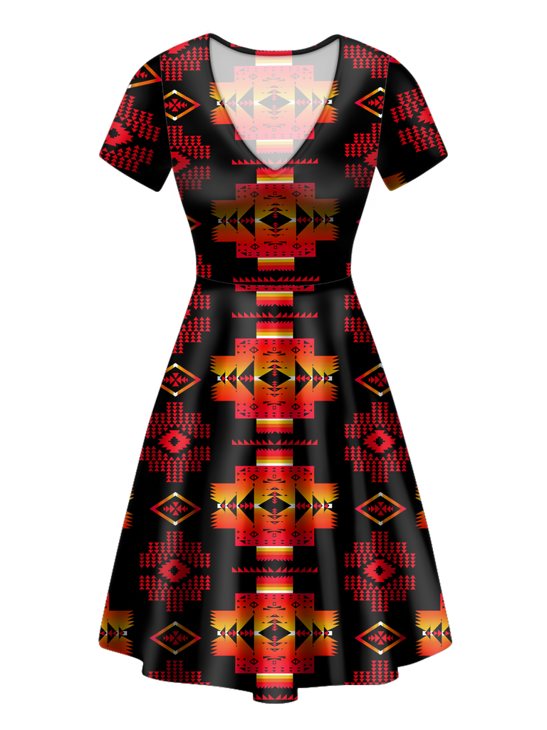 Powwow StoreGBNAT0072003 Pattern Native VNeck Dress