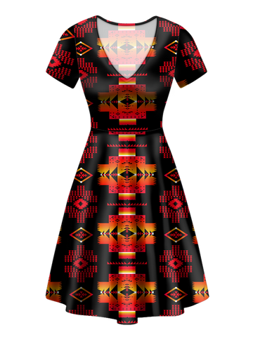 Powwow StoreGBNAT0072003 Pattern Native VNeck Dress