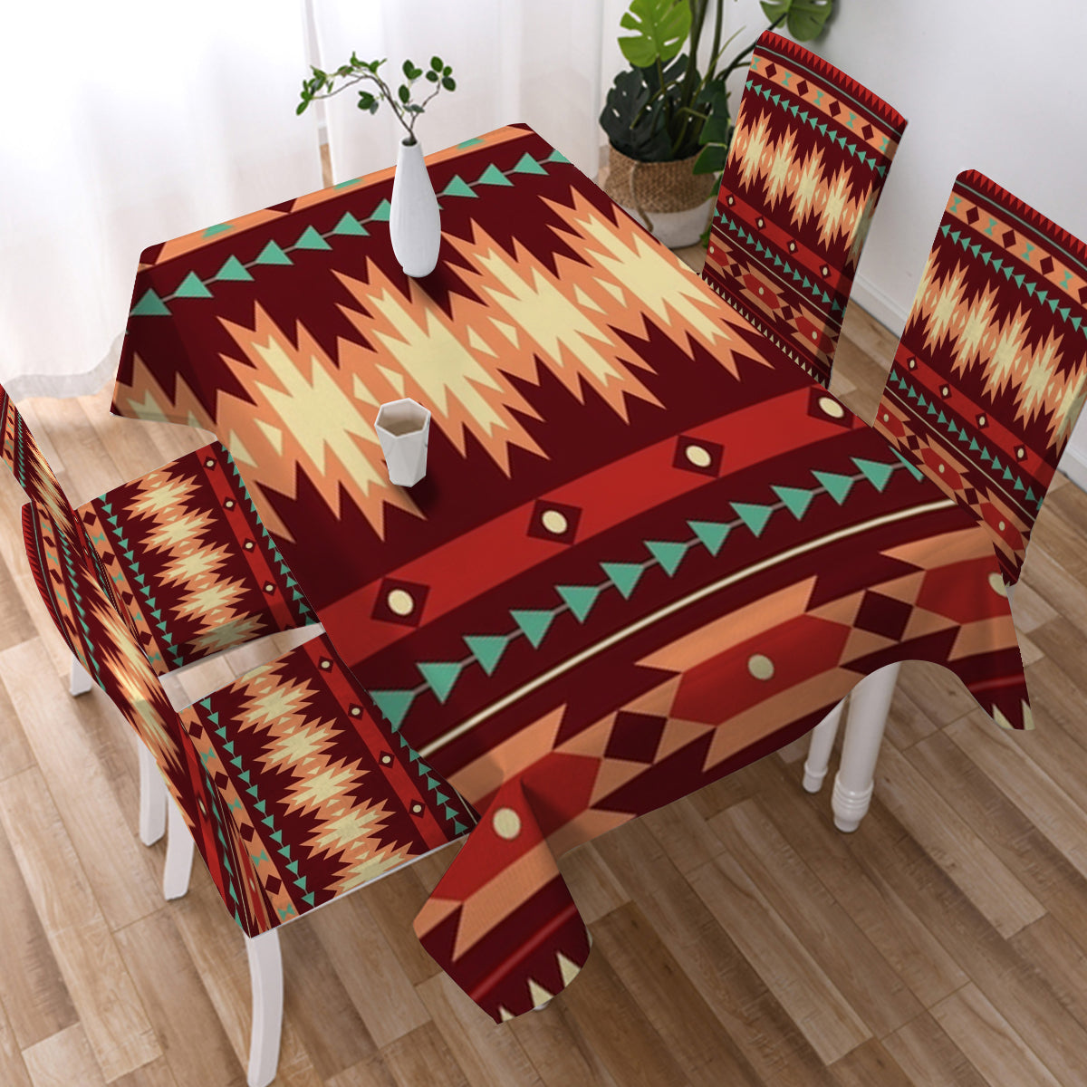 Powwow Store gb nat00510 red ethnic pattern tablecloth