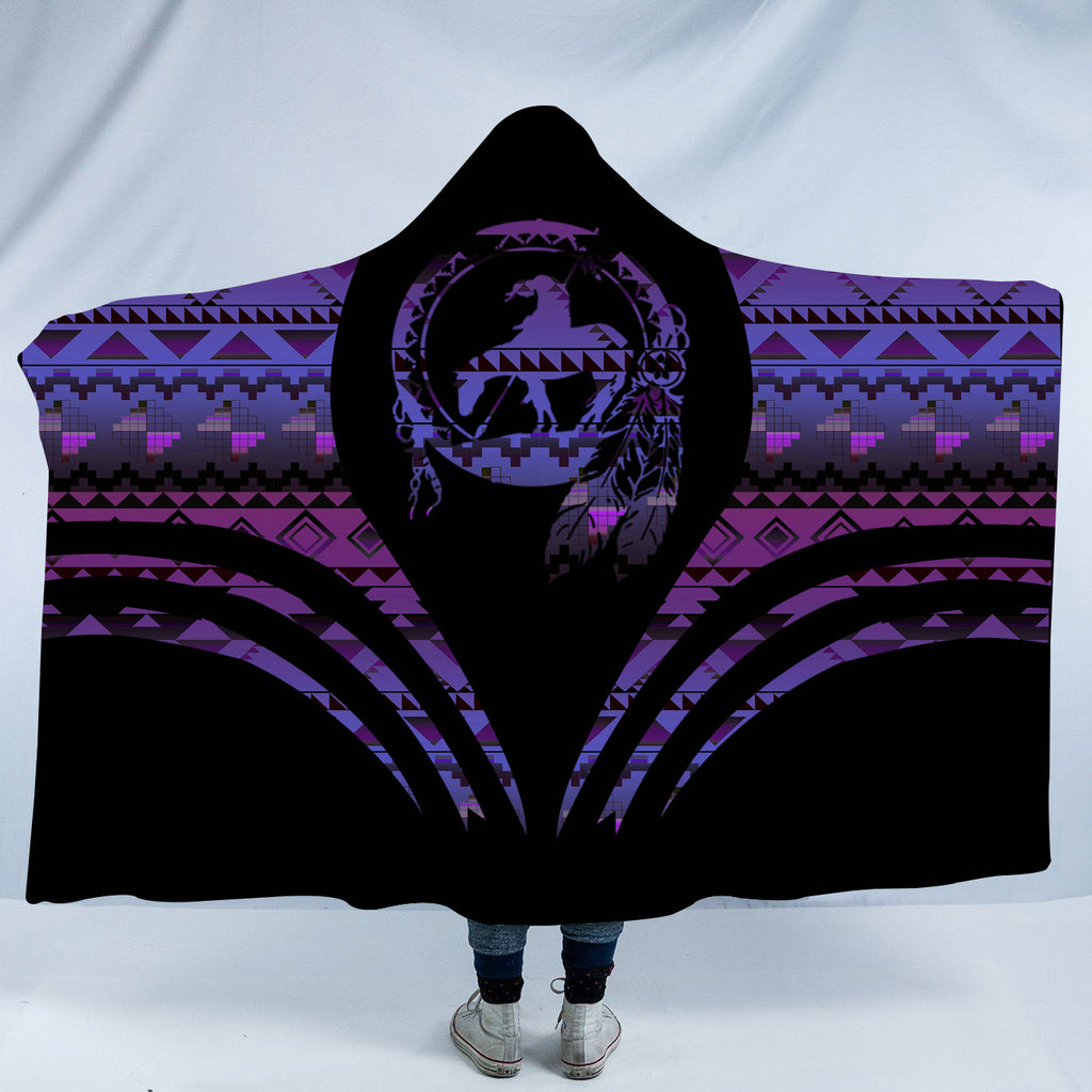 Powwow StoreHDB0082 Pattern Native American Design Hooded Blanket