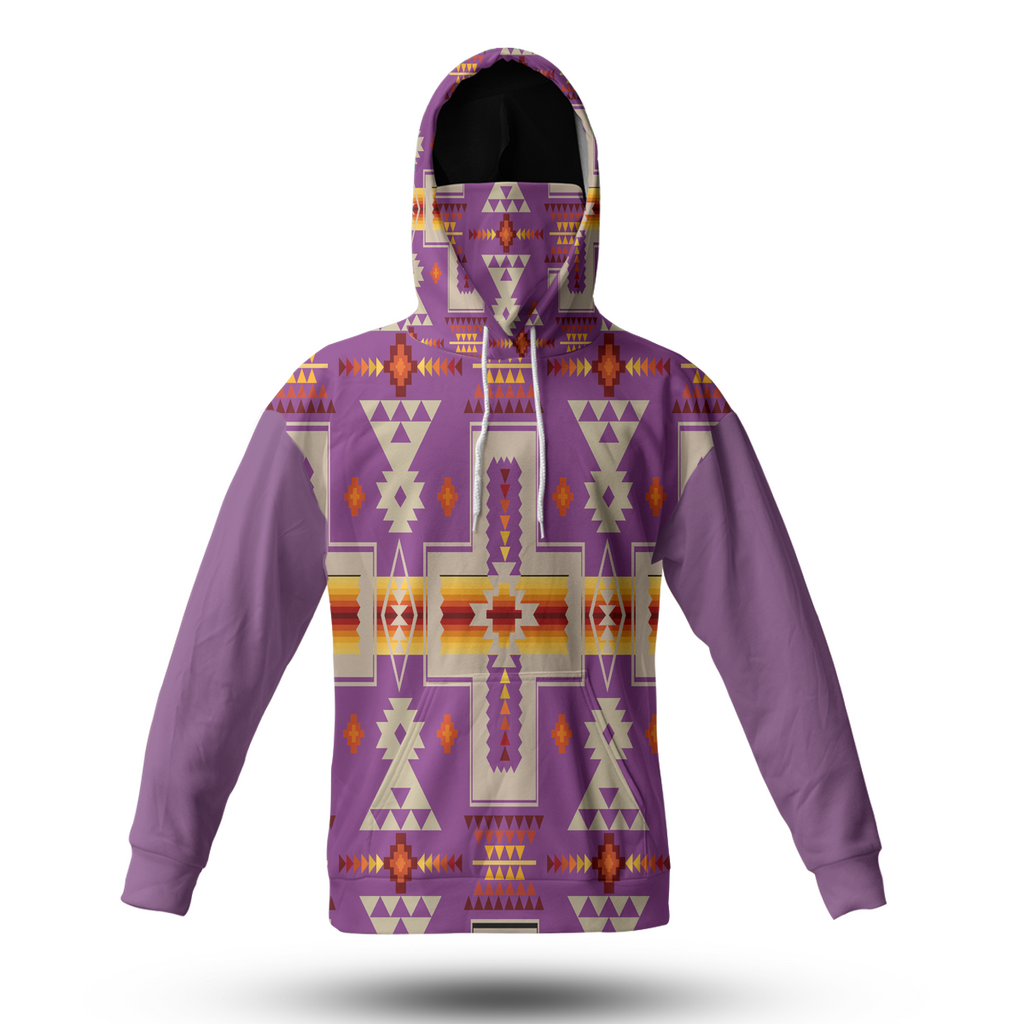 Powwow StoreGBNAT0006207 Light Purple Design 3D Hoodie With Mask