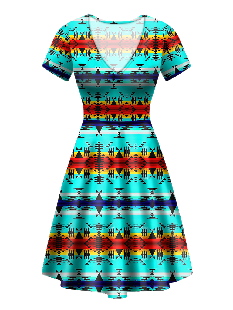 Powwow StoreGBNAT00631 Pattern Native VNeck Dress