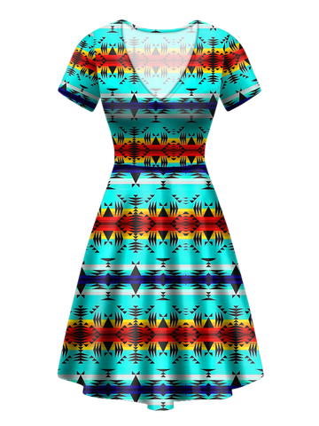 GB-NAT00631 Pattern Native V-Neck Dress