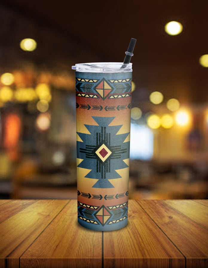 Powwow Store gb nat00057 southwest blue symbol native american skinny tumbler