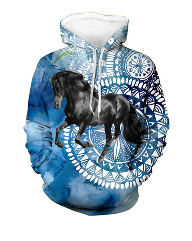 Powwow Store gb nat00504 black horse 3d hoodie