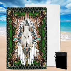 Powwow StoreGBNAT00639 Mandala Wolf Native Pool Beach Towel