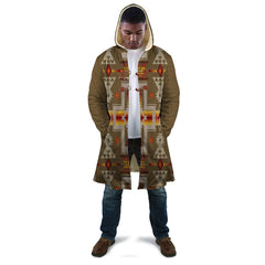 GB-NAT00062-10 Light Brown Tribe Design Native American Cloak - Powwow Store