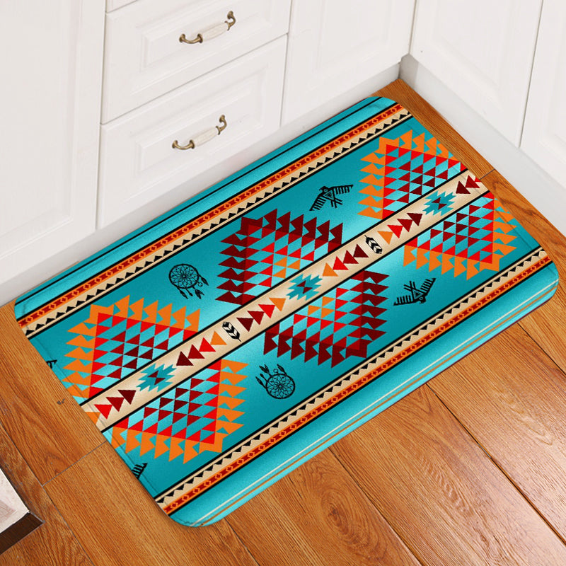 Doormat Native GB-NAT00087-02 Blue Thunderbird Native American Doormat – Powwow Store