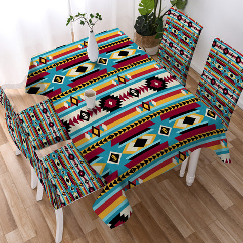 GB-NAT00511 Blue & Red Pattern Native Tablecloth