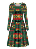 Powwow Store gb nat00046 10 dark green pattern native long sleeve dress