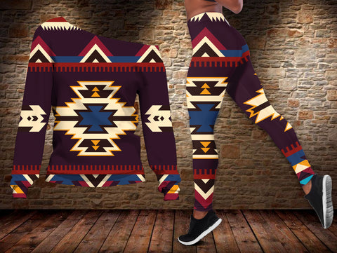 Powwow StoreGBNAT00736 Tribe Design Native American Offshoulder Sweater Legging Set