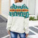 Powwow Store gb nat00062 05 turquoise tribe design native american flannel hooded split hoodie