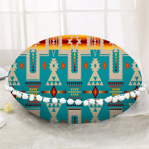 Powwow Store gb nat00062 05 turquoise tribe design native american round pillow cover