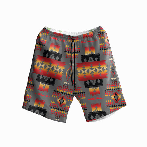 GB-NAT00046-11 Gray Pattern Hawaiian Shorts