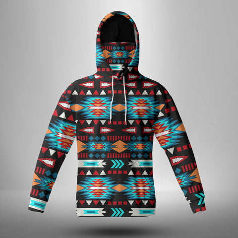 Powwow StoreGBNAT00573 Light Neon Blue 3D Hoodie With Mask