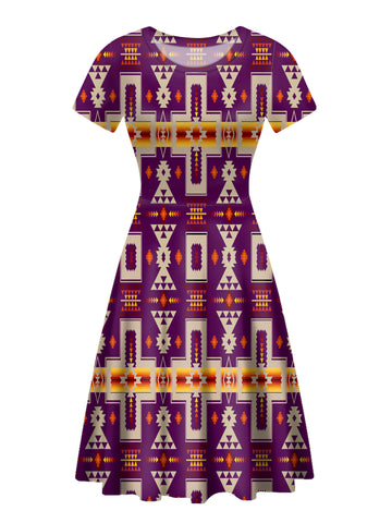 Powwow Store gb nat00062 09 purrple tribe design round neck dress