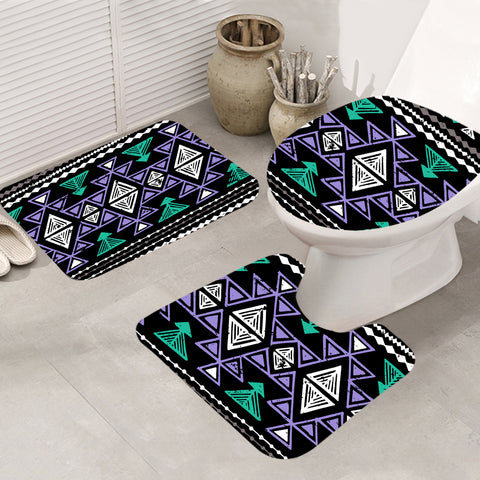 GB-NAT00578 Neon Color Tribal  Bathroom Mat 3 Pieces