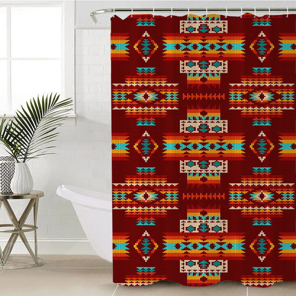 Powwow Store gb nat00402 02 red pattern native shower curtain