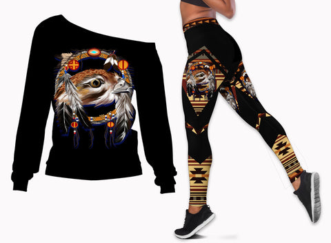 Powwow Store gb nat00418 eagle yellow dream catcher off shoulder sweater legging set