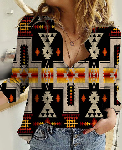 GB-NAT00062-01 Black Tribe Design Native American Linen Shirts