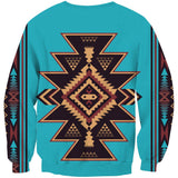 Blue Pattern Ethnic Native American 3D Sweatshirt - ProudThunderbird