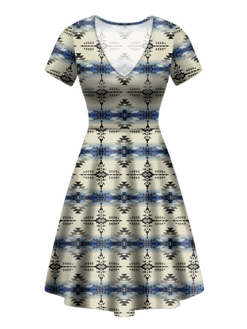 Powwow Store gb nat00608 seamless geometric pattern round neck dress