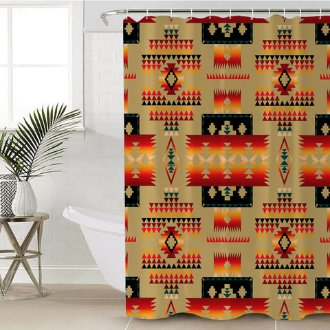 GB-NAT00046-15 Light Brown Tribe Pattern Native American Shower Curtain