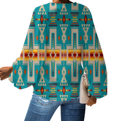 GB-NAT00062-05 Turquoise Tribe Design Native American Chiffon Shirt - Powwow Store
