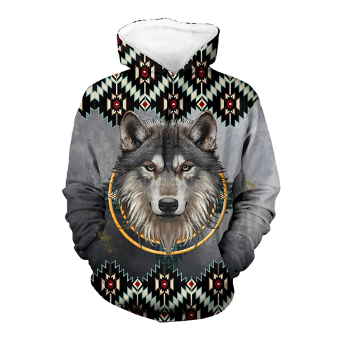 Powwow Store gb nat00568 gray wolf 3d hoodie