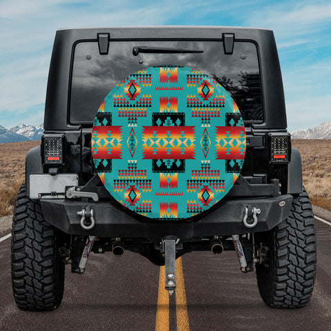 GB-NAT00046-01 Blue Native Tribes Pattern  Spare Tire Cover