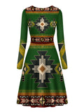 Powwow Store gb nat0001 01 southwest green symbol native american v long sleeve dress