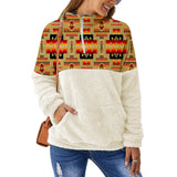 GB-NAT00046-15 Light Brown Tribe Pattern Native American Collar Sweatshirt