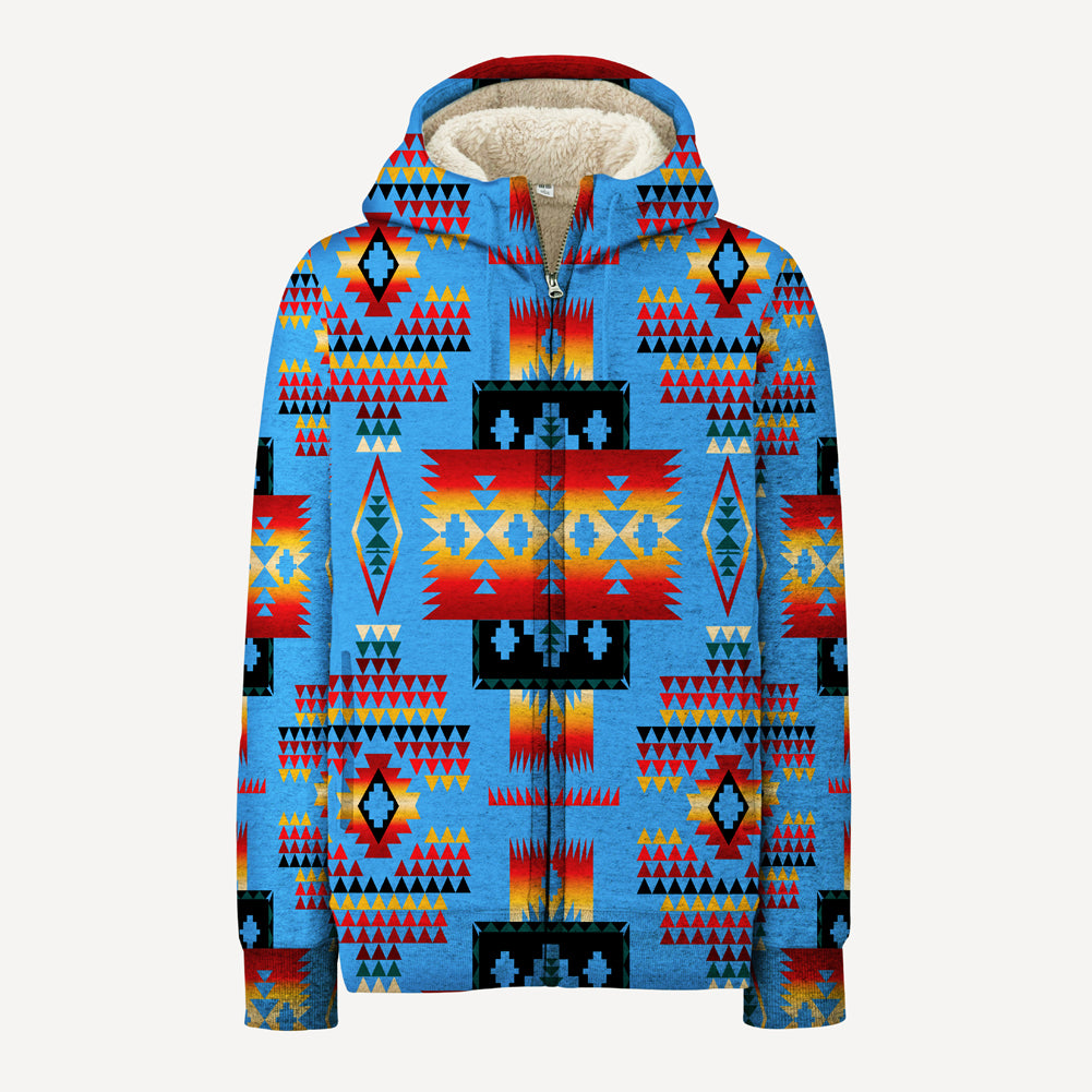 GB-NAT00046-12 Dark Blue Native Tribes Pattern  3D Fleece Hoodie