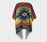 Native Brown Geometric Pattern Native American Draped Kimono - Powwow Store