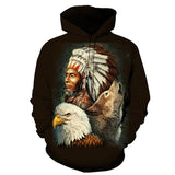 Chief Eagle & Wolf Native American Hoodie
