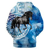 GB-NAT00504 Black Horse 3D Hoodie