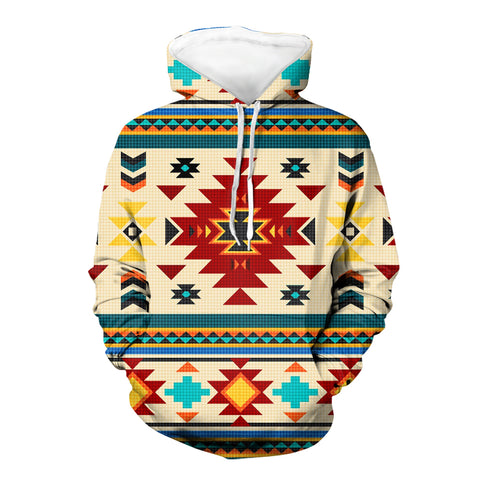 Powwow Store gb nat00511 blue red pattern native 3d hoodie