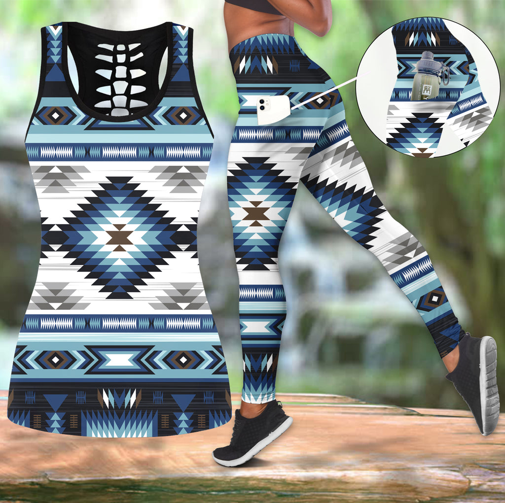 Powwow StoreGBNAT00528 Native Tribes Pattern Native Tank Top And Legging Pocket Set