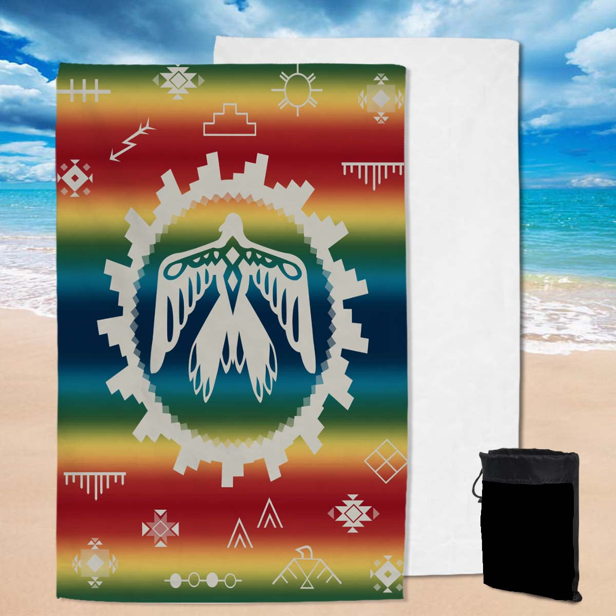 Powwow Store gb nat00077 thunderbird rainbow native american pool beach towel