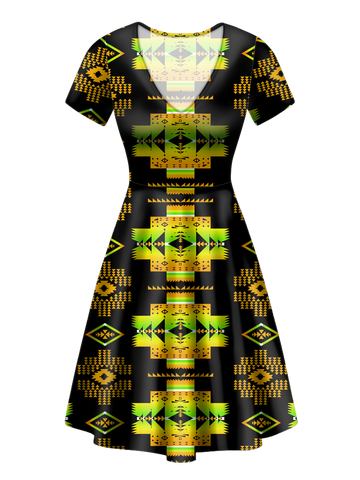 Powwow StoreGBNAT0072008 Pattern Native VNeck Dress